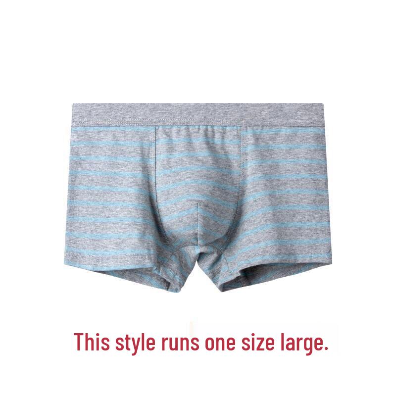 Pure Cotton Striped Men's Mid-Waist Boxer Briefs, Plus Size, Sporty and Trendy.