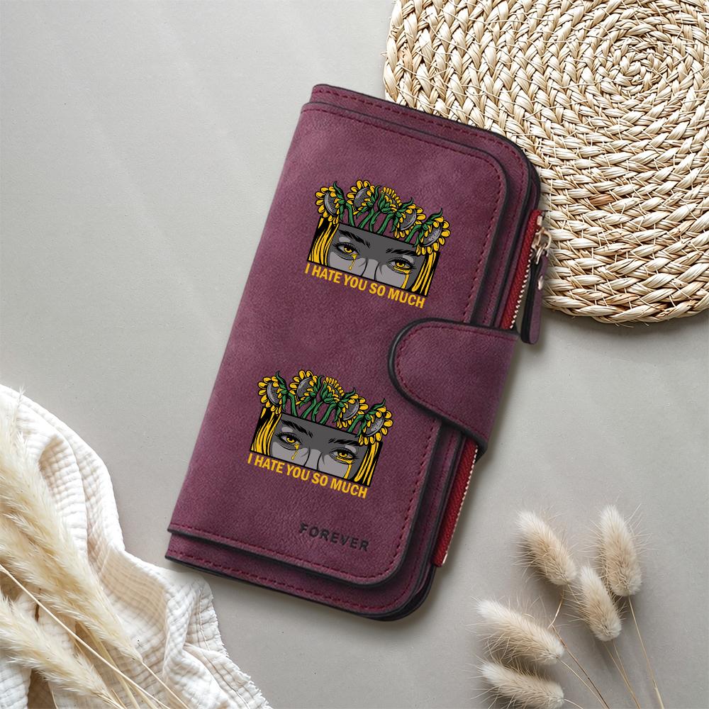 Stylish Printed Long Wallet with Multiple Card Slots Durable PU Leather Purse for Daily Use