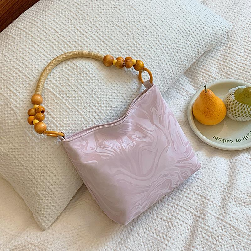 New Chinese Retro Handbag New Style Trendy High-value Niche Design Underarm Beaded Single-shoulder Bucket Bag