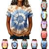 Damen Freizeit Kurzarm Raglan T-Shirt Rundhals Batik-Print Leichtes Weiches Gewebe Sommer Oberteil