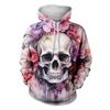 Herren Damen Totenkopf 3D Druck Kapuzenpullover Langarm Lässig Trend Streetwear Herbst Winter Rosa Muster Partnerpullover