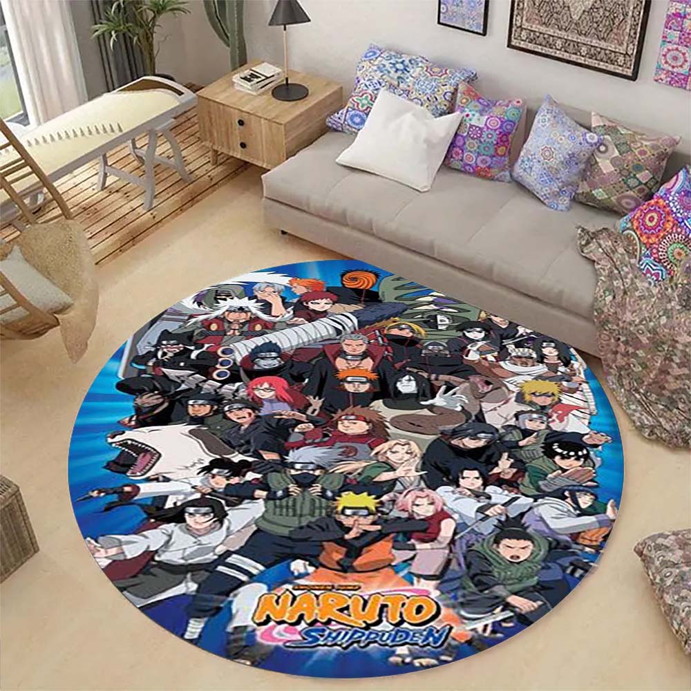 Naruto Uzumaki Akatsuki  Printed Round Rug Soft  Anti-Slip Carpet  for Home Bedroom Living Room Gaming Room Dorm Decor