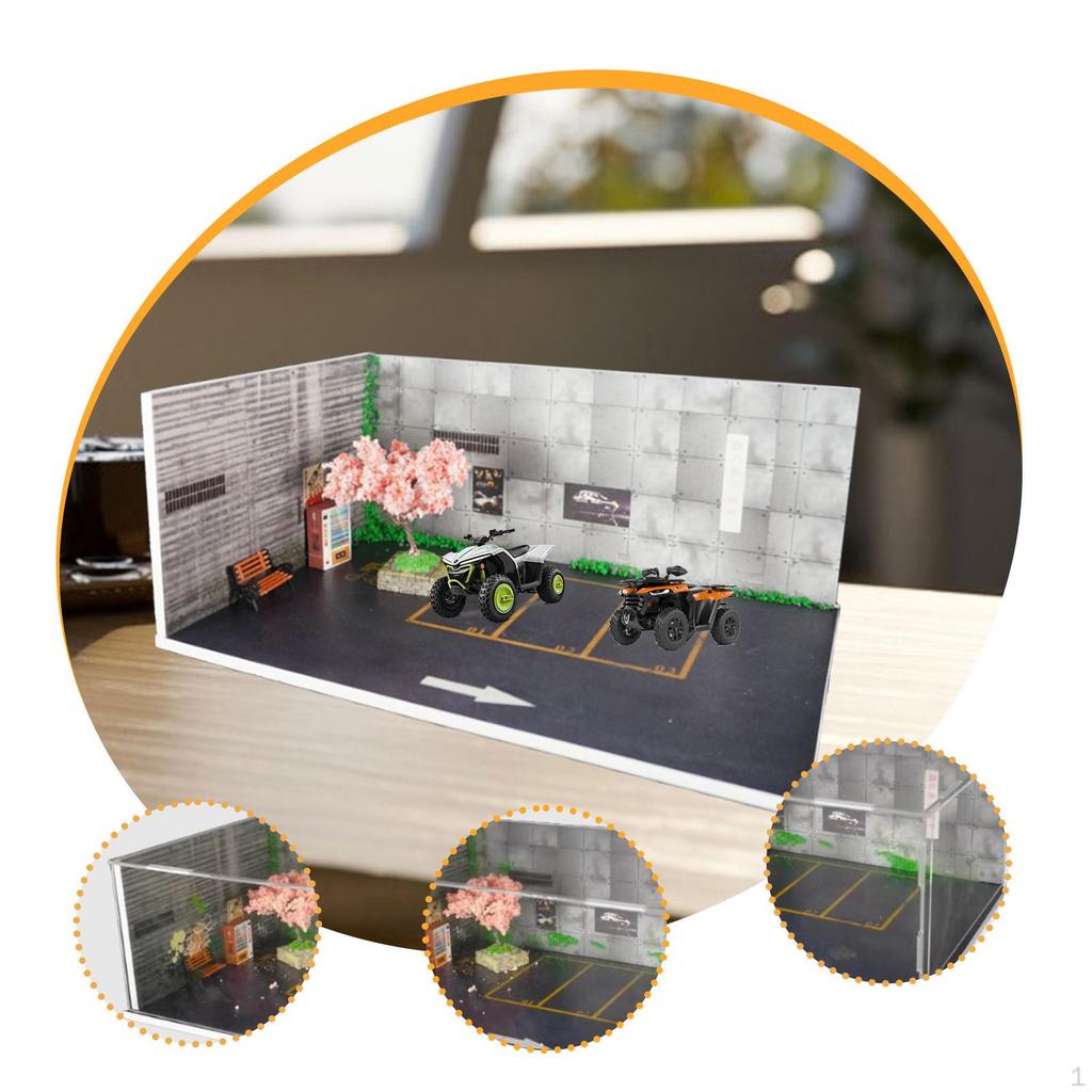 1/64 Parking Lot Scene Diecast Car Display High Density PVC Board Mini Automobile Model Garage for