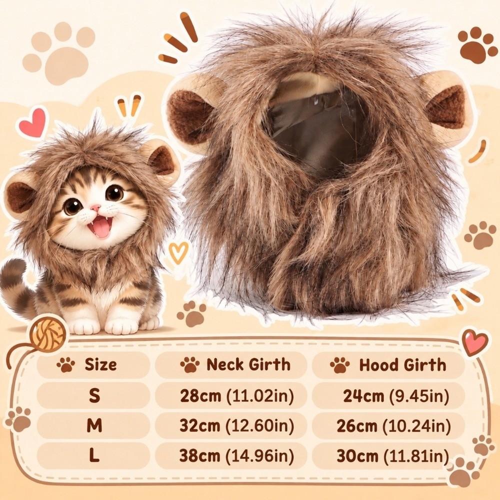 Furry Texture Pet Headwear Adjustable Dog Mane Wig Cute Cat Lion Costume Photo Props