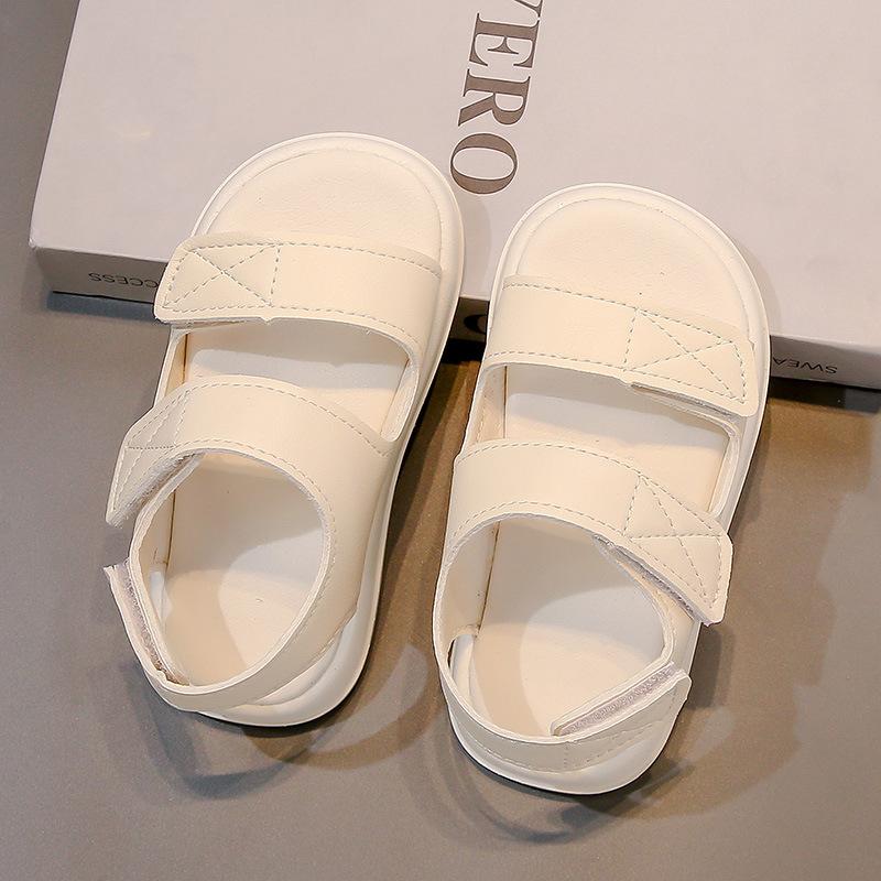 

2025 Summer New Girls Sandals Fashion Versatile Kids Flat Shoes Soft Soled Boys Casual Sandals Anti Slip Girls Beach Shoes 21insole13.5cm бежевый