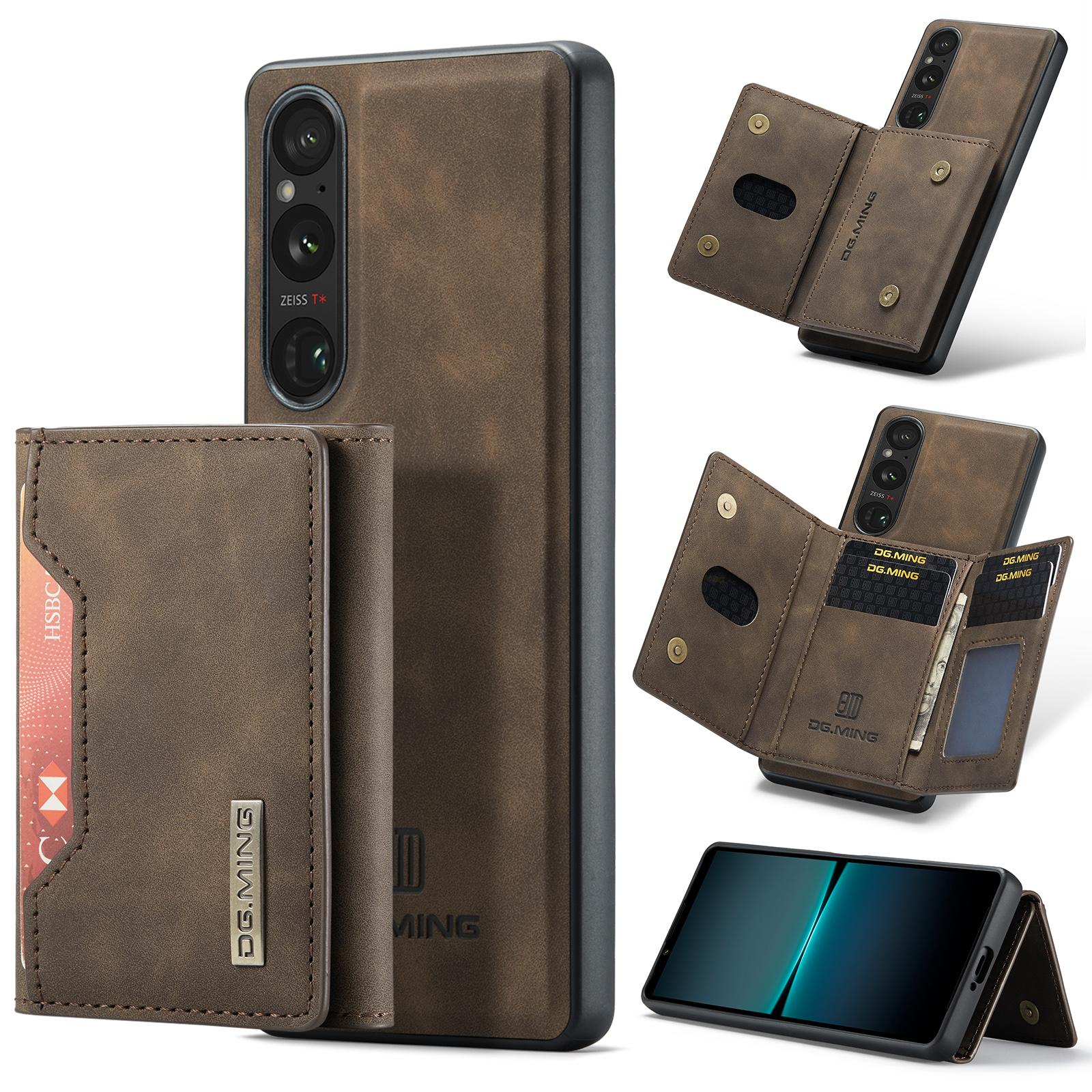 

DG.MING M2 Series for Sony Xperia 1 VI Case PU+PC+TPU Phone Cover Detachable Wallet Coffee