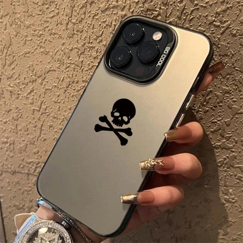 Black Skull Phone Case for IPhone 16 Cases IPhone 15 14 13 12 11 Pro Max Mini XS Max XR X 7 8 Plus SE Plating Silicone Cover