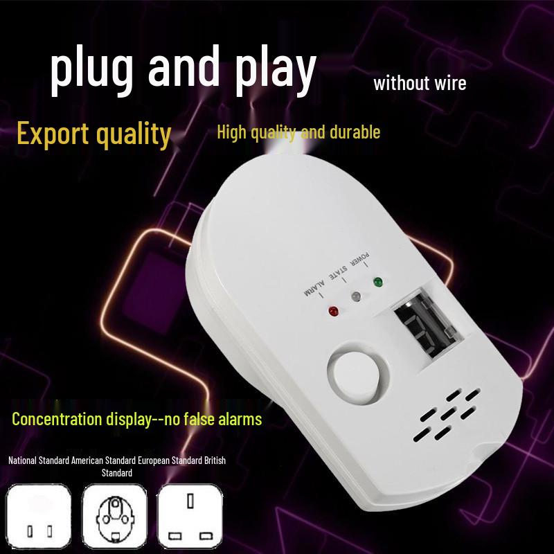 Wireless Gas Leak Alarm with Concentration Display for Natural, LPG, and Coal Gas