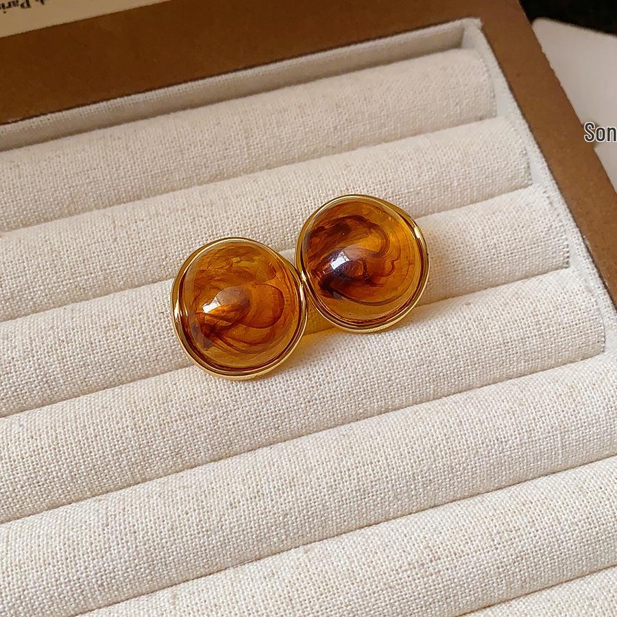 Silver Needle Geometric Irregular Resin Y2K Earrings - Retro Stud Ear Accessories for Women