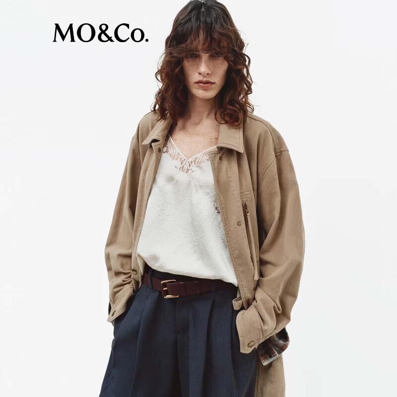 MO&Co. Women's Distressed Safari Waist-Cinching Jacket