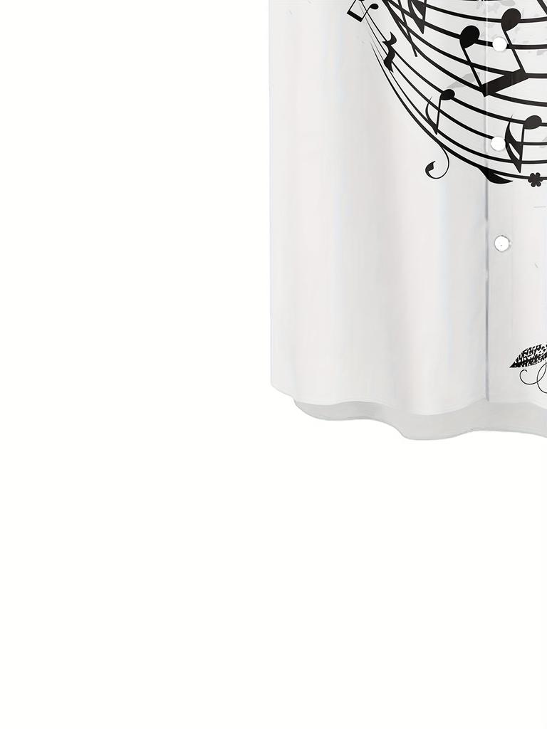 Interesting Musical Note Art Pattern 3D Printed Men's Casual Shirt, Fashionable and Unique Hip-hop Rock Street Hawaiian Shirt