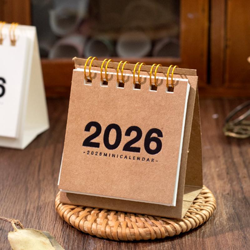 2026 Mini Spiral Bound Refillable Desktop Calendar Business Monthly Schedule Planner For Office Desk Home Modern Minimalist