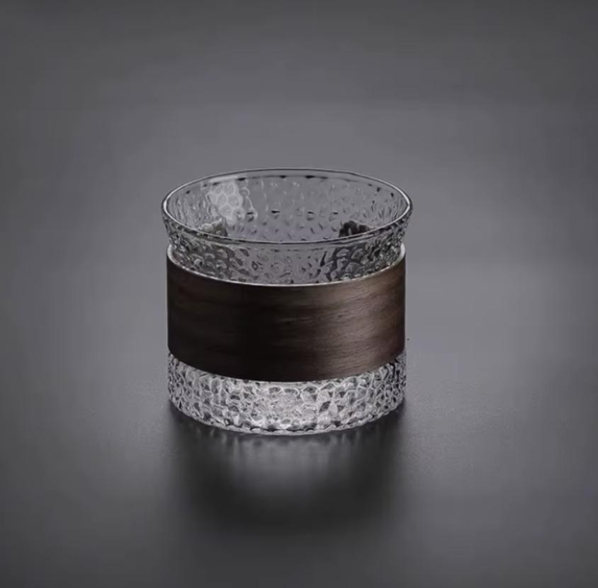 Japanese Style Heat-Resistant Glass Tea Cup – Hammered Transparent Handmade Teacup for Home & Office