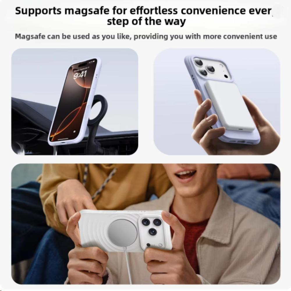 Coque de téléphone magnétique pour iPhone 17Pro Air 16 15 14 17 Pro Max Étui pour charge sans fil Magsafe Silicone Ondulation de l'eau Souple Coque