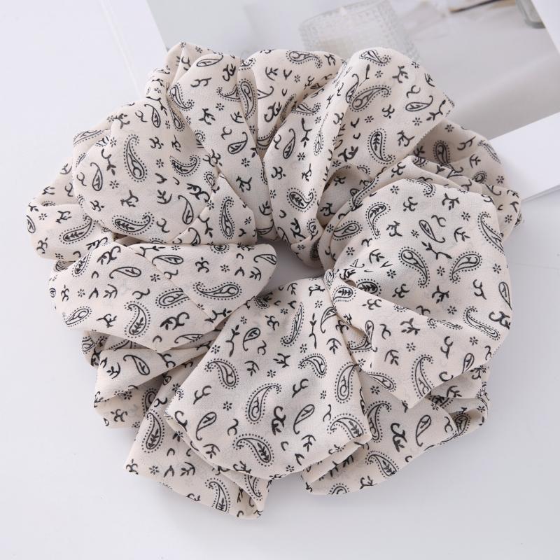 Large Hair Band Elastic Chiffon Scrunchies Floral Print Malaysian Bunch Hair Tie Oversized Volumizing Malaysian Rubber Band