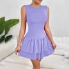 Women's Fashion Solid Color Ruffled Skirt Sleeveless Pleated Dress