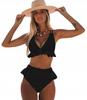 High-Waisted Swimsuit With Ruffles Black