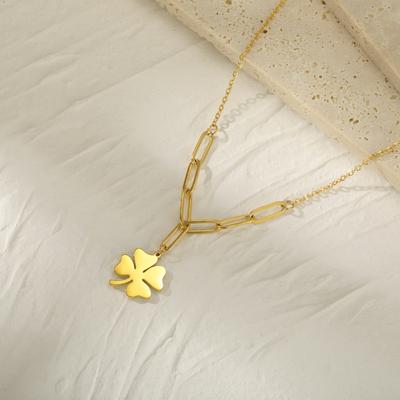 925 Sterling Silver Four Leaf Clover Necklace for Women Girls  14k Yellow Gold Minimalist Clover Pendant  4 Leaf Clover Necklace, Alhambra Necklace