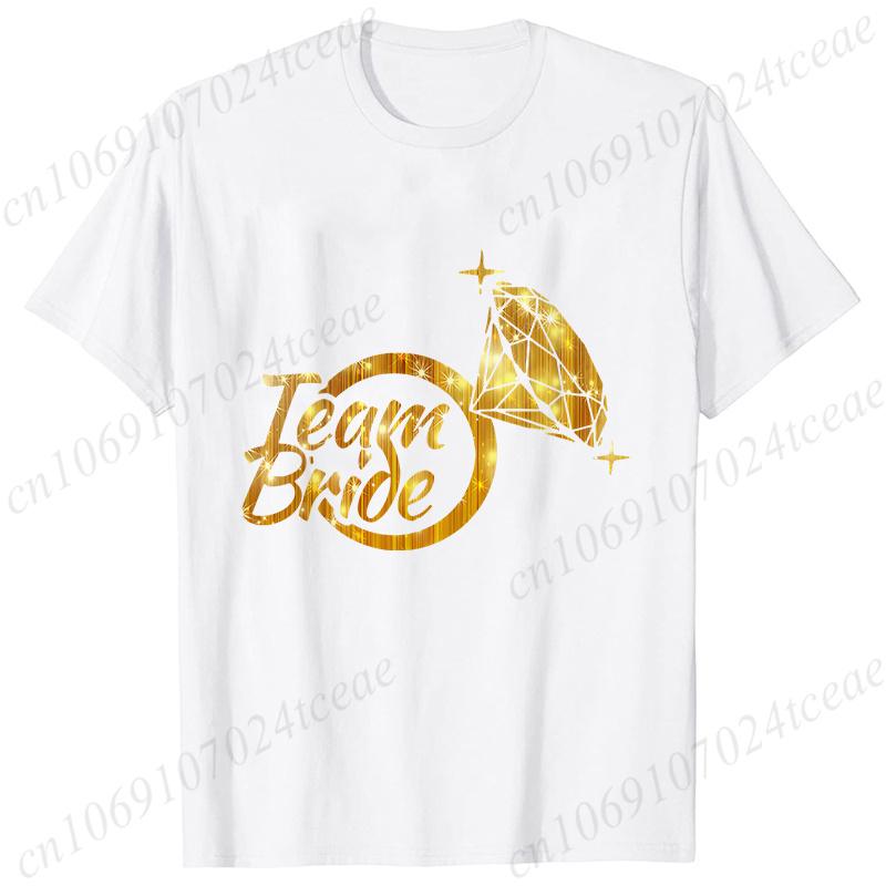 Team Bride TShirt Woman Bachelorette Single Farewell Party Blouses Bridal Shower Wedding Tops Casual ONeck Short Sleeved Tees