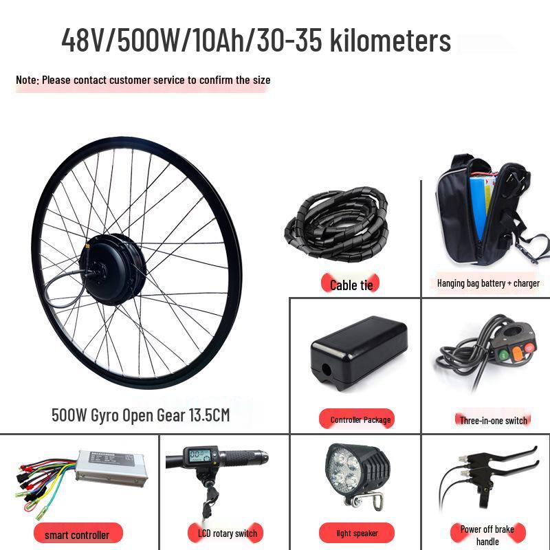 48V Electric Pedal Assist Mountain Bike Conversion Kit, 500W/750W Rear Drive, High-Speed Climbing Motor
