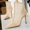 Shoes Mesh Hollow Women Boots Smmer Breathable Sandals Boots High Heels Stiletto Pointed Toe Short Boots Party Shoes NEW