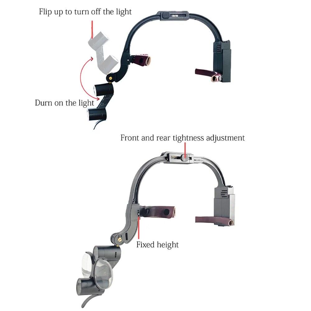 Loupe dentaire à grossissement 2,5x 3,5x, chirurgie binoculaire, Loupe chirurgicale avec phare LED, lampe Loupes médicales pour dentiste