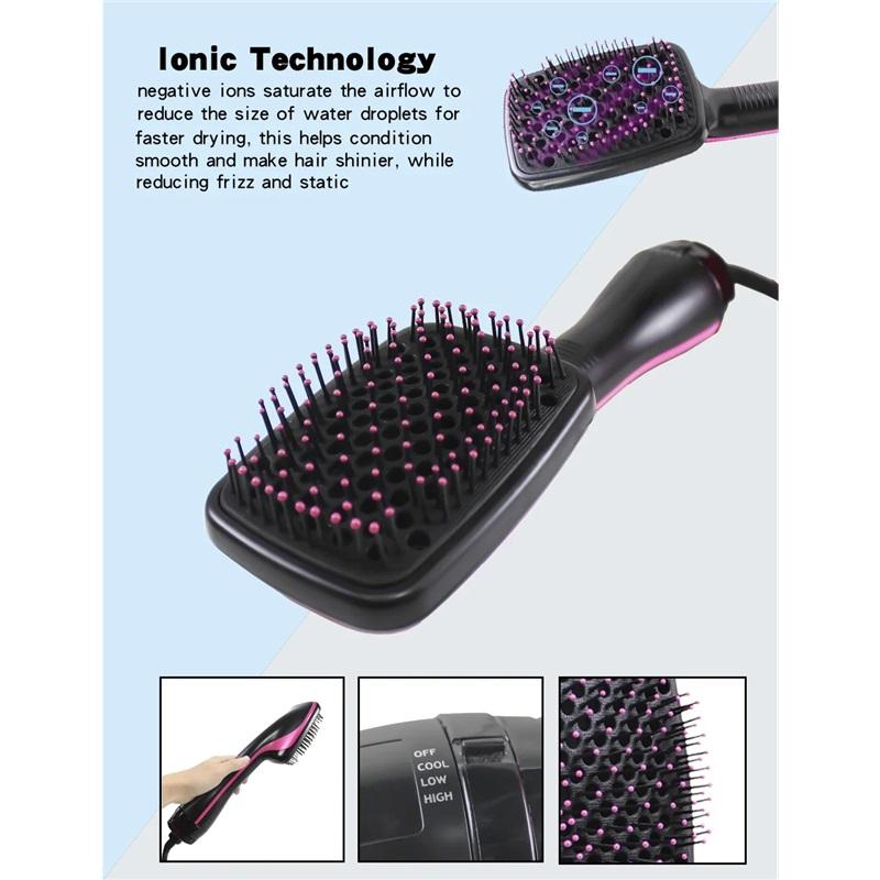Hot Sale One Step  Hair Comb Negative Ion Hair Dryer Brush Curling Straight Wet And Dry Straight Curler Hot Air Comb