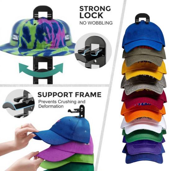 Baseball Cap Hanger Wall Mounted Hat Organizer Holds Up To 10 Hats Space Saving Cap Holder Hat Hanger for Door Closet Bedroom Dorm