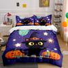 Halloween Witch Cat Set Soft Comfortable Duvet Cover Bedding Set Included 1*Duvet Cover & 2*Pillowcases gift