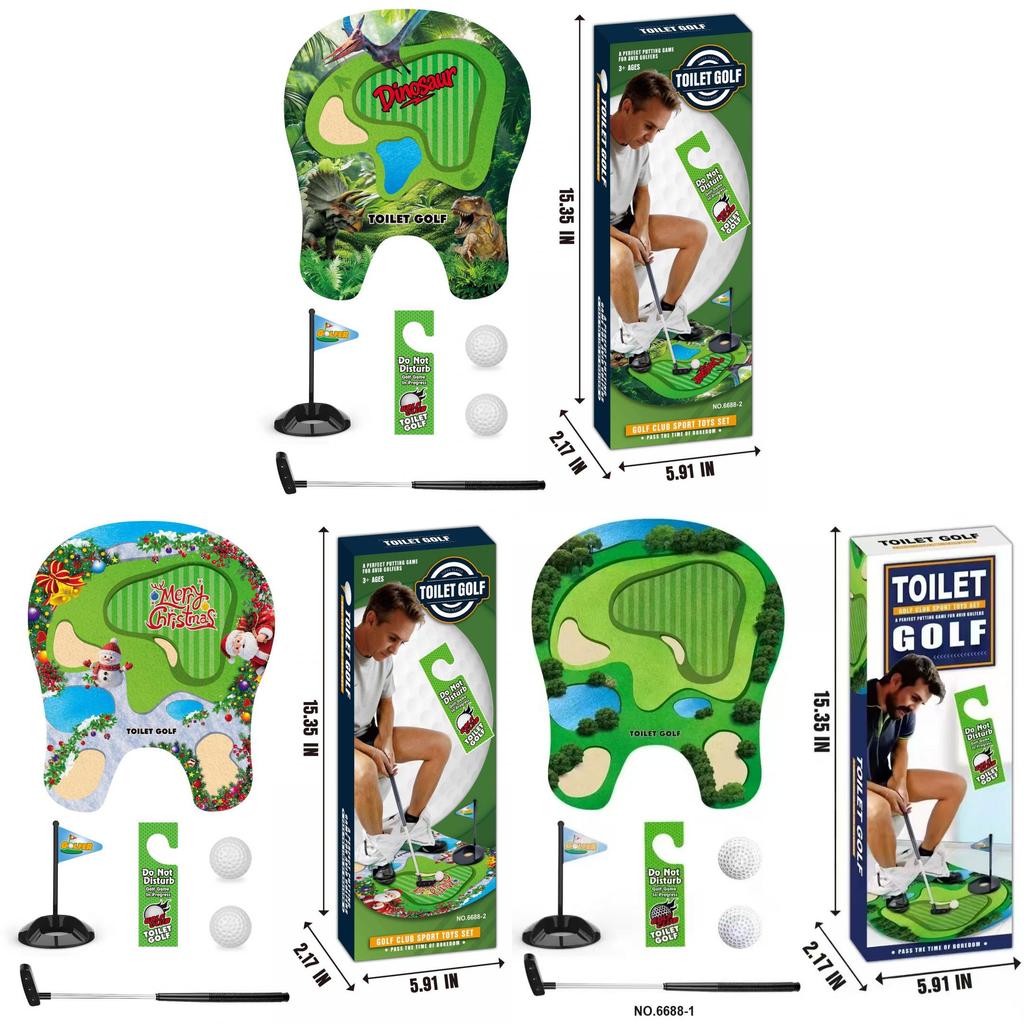 Pvc Dinosaur Toilet Toy Mini Golf Set For Kids Christmas Gift