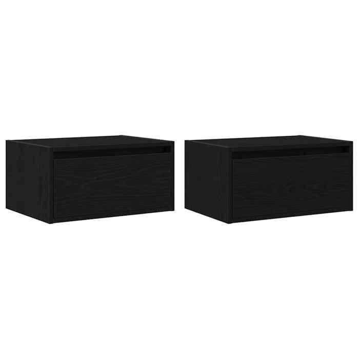 VidaXL Wall-mounted Bedside Tables with LED Lights 2 Pcs Black Oak, Cabinet, Side Table, Bed Cabinet, Cabinet of 860214