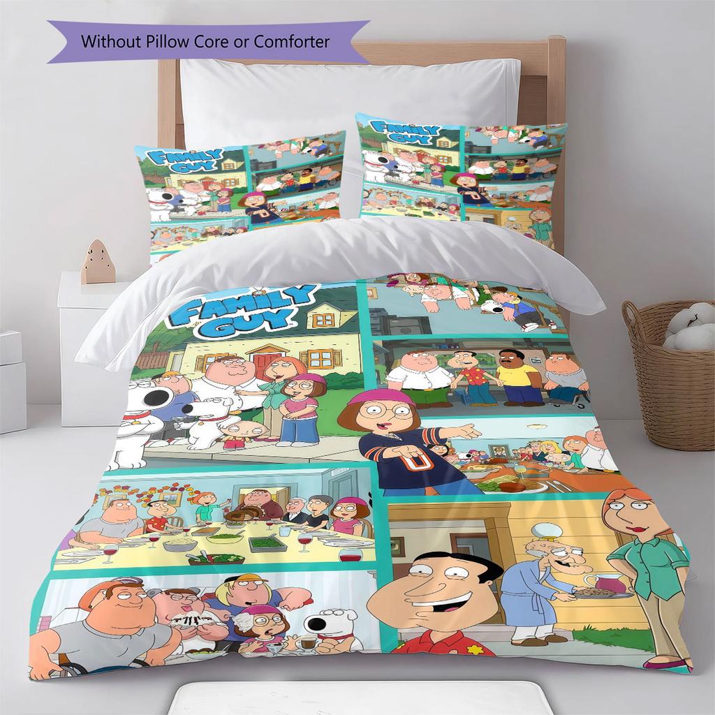 Family Guy Pattern Bedding Home Decoration Birthday Gift ( 1 Duvet Cover + 2 Pillowcase, Without Core),fan Merchandise.