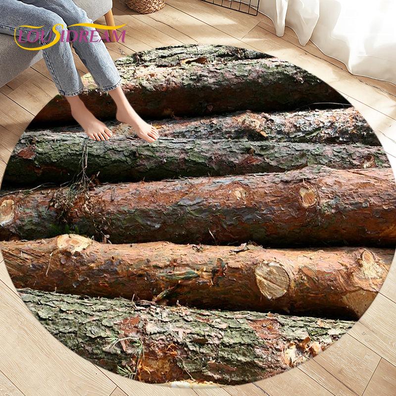 3D Wood Grain Round Area Rug,Circle Carpet Rug for Living Room Bedroom Sofa Cloakroom Decor,Kids Play Non-slip Floor Mat,Pet Mat