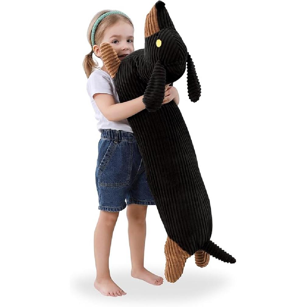 36 Inch Dachshund Dog Stuffed Animal Plush, Long Weiner Dog Body Pillow, Cute Funny Large Dachshund Toys Plushies Decor Ideal Gift for Kids Dachshund-Black