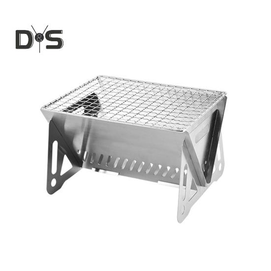 

Портативный угольный гриль из нержавеющей стали для кемпинга, пикника, походов, складной вентиляционный дизайн, легкий гриль для барбекю S