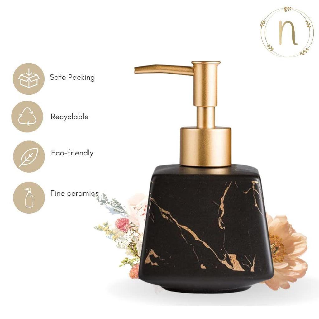 Keramisk flytande tvåldispenser för badrum (260 ml) - Handtvålflaska med marmorfinish för köket - Tvåldispenser
