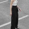Hot Selling Simple Black Floor-Length Wide-Leg Trousers Commuting Loose High-Waist Draped Suit Pants for Women