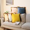 Velvet Cushion Cover with Gold Tassels Edge, Monochromatic Pillowcase, Decorative Sample Room, Bed and Sofa