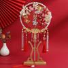 Long Handle Wedding Show Fan Antique Style Decorative Fan Bride Hand Held Fan  for Covering Face