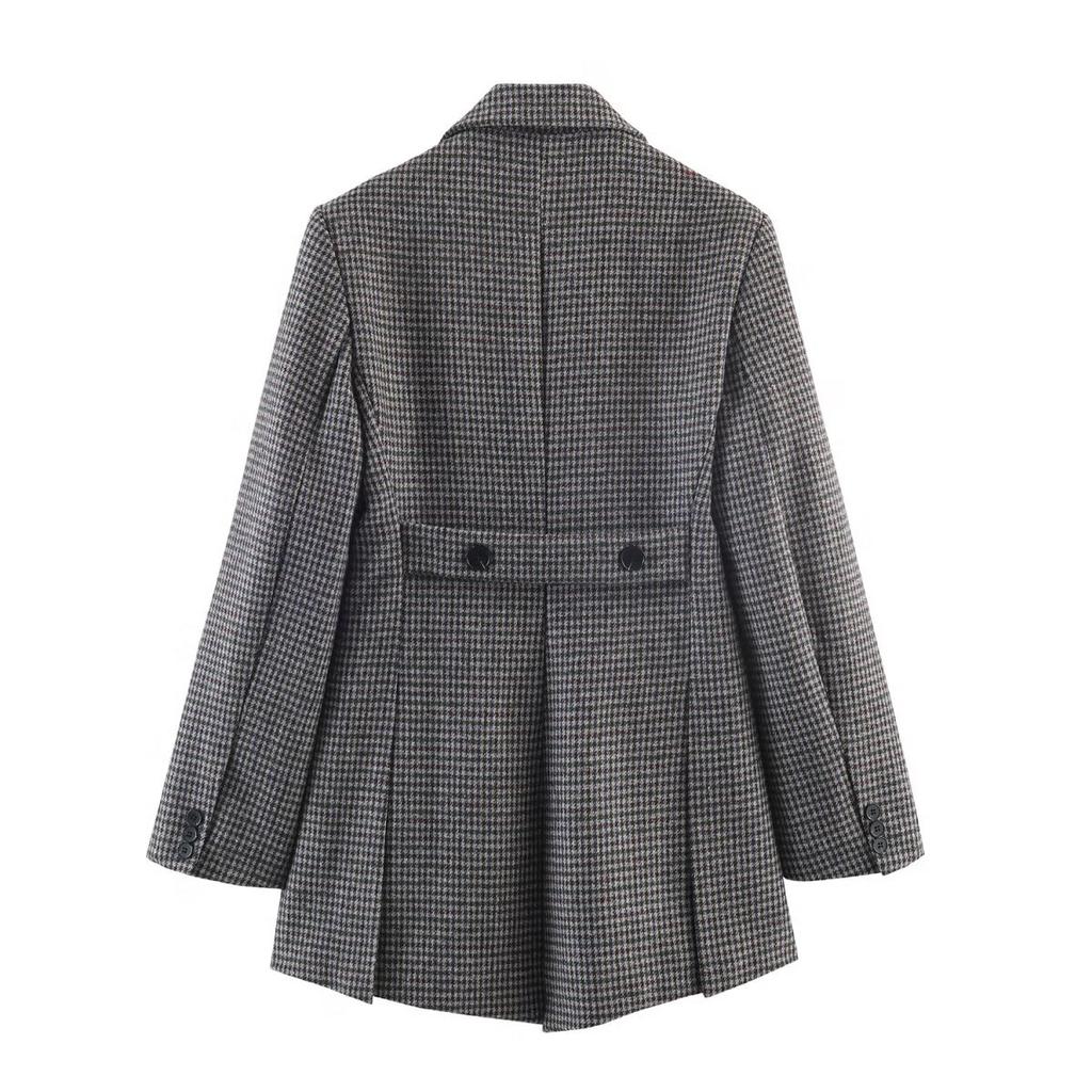 New casual minimalist plaid asymmetrical blazer 2086827