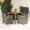 Vidaxl 5-Cz. Gartenmöbel-Set mit Kissen, Grau, Polyrattan