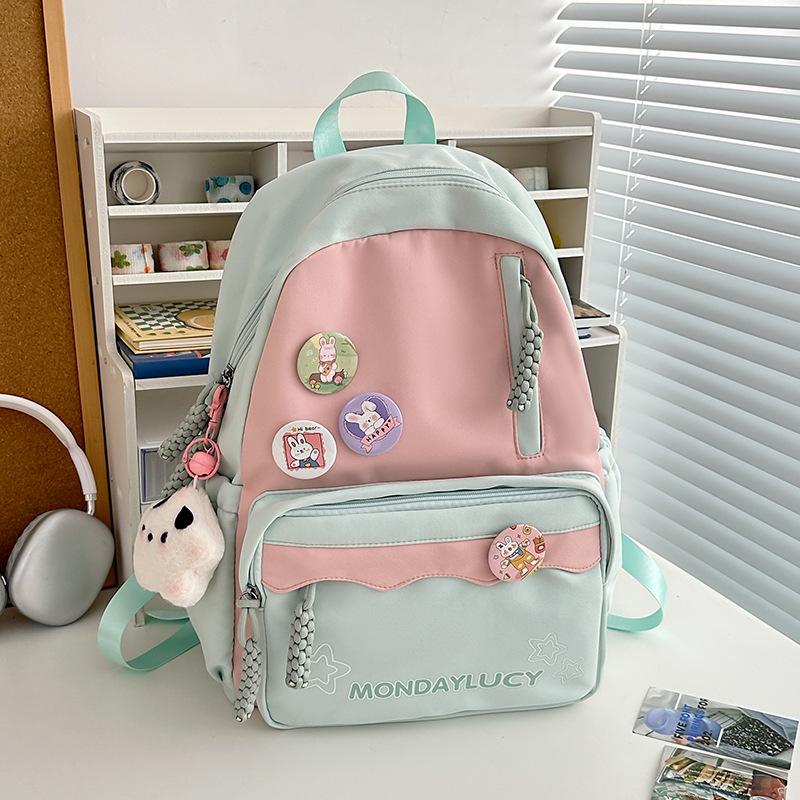 High-value schoolbag for girls, junior high school students, large-capacity backpack, dopamine soft girl travel backpack
