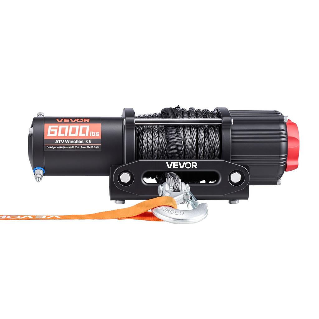 2721 kg Electric Winch, 12V DC ATV/UTV Winch with 6 mm x 15 m Synthetic Rope, Wireless & Wired Remote Control, IP55 Waterproof, with Fairlead Mount