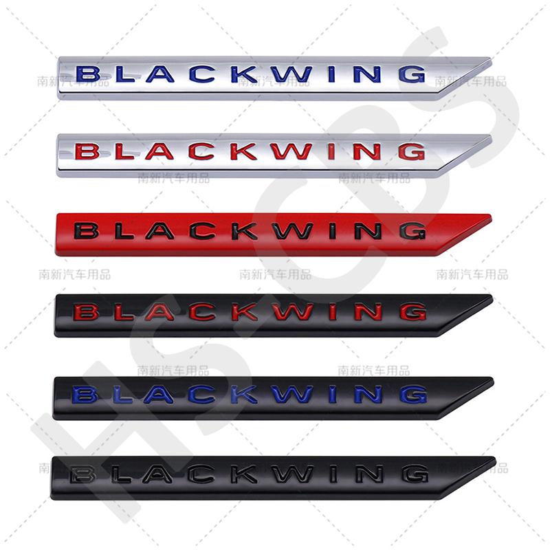 1Pc 3D Metal BLACK WING Badge Rear Trunk Emblem Decal Auto Body Door Fender Logo Tailgate Car Stickers Styling Accessories