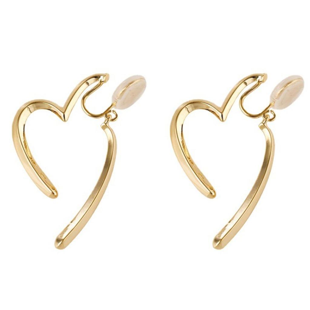 Heart open everyday silicone cover included Gold earrings, heart, gold, silver, comfortable, adult, cute, asymmetrical, casual, elegant, gorgeous,