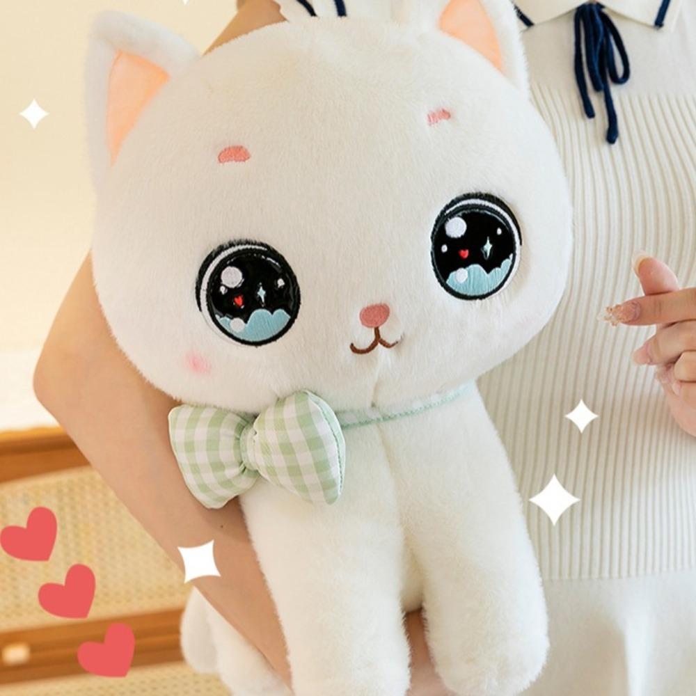 Cartoon Bow Cat Plush Fluffy Animal Stuff Doll Stuffed Toys Pink Cat Plush Toy  Children's Toys
