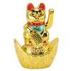 Chat porte-bonheur agitant de 5,5 pouces Décoration bascule dorée Chat porte-bonheur pour Hôtels Cafés Décoration intérieure Cadeaux