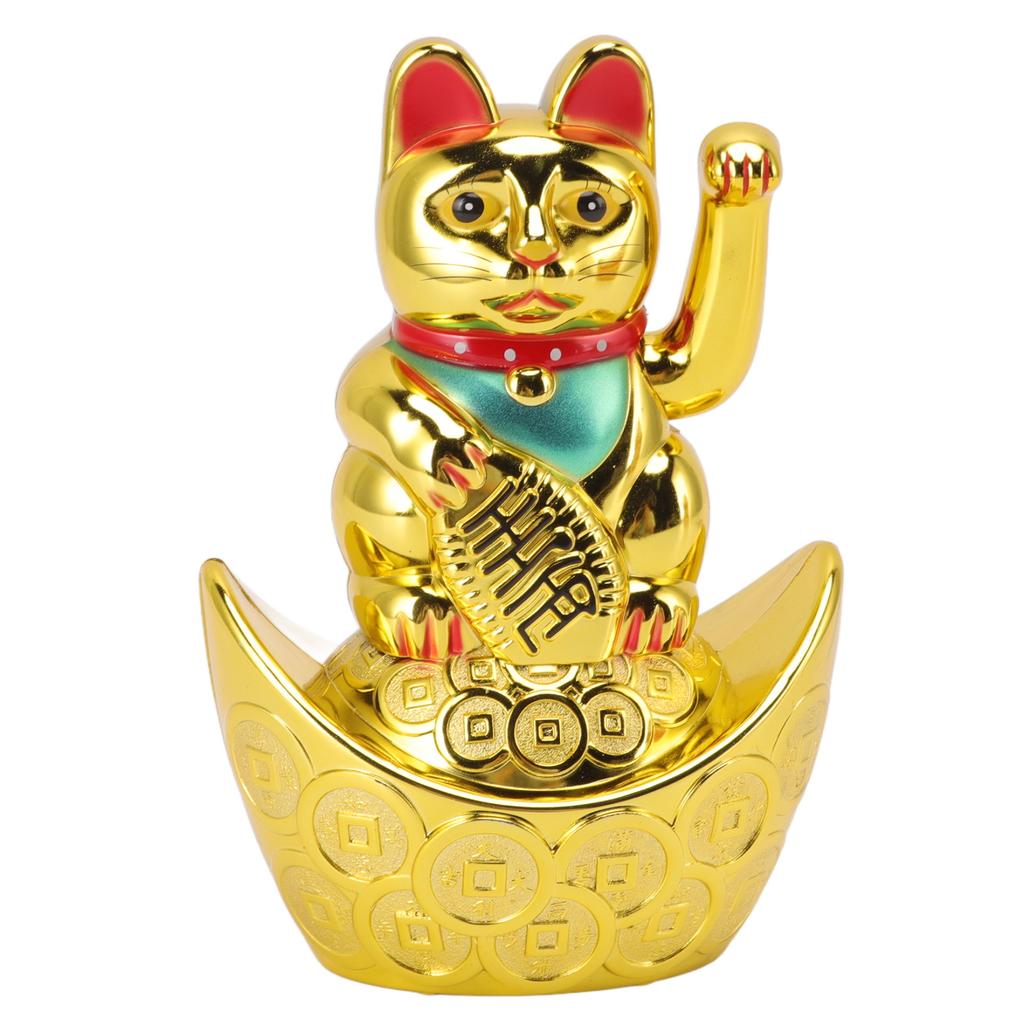 Chat porte-bonheur agitant de 5,5 pouces Décoration bascule dorée Chat porte-bonheur pour Hôtels Cafés Décoration intérieure Cadeaux