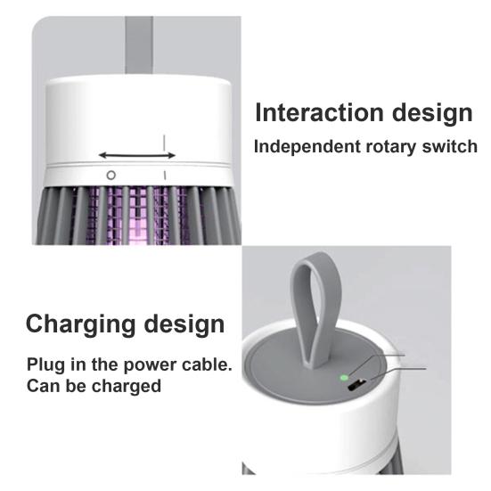 Mosquito Killing Lamp Electric Insect Extermination Device 6 Hours Battery Life USB Charging Camping Tent Fly Killing Trap