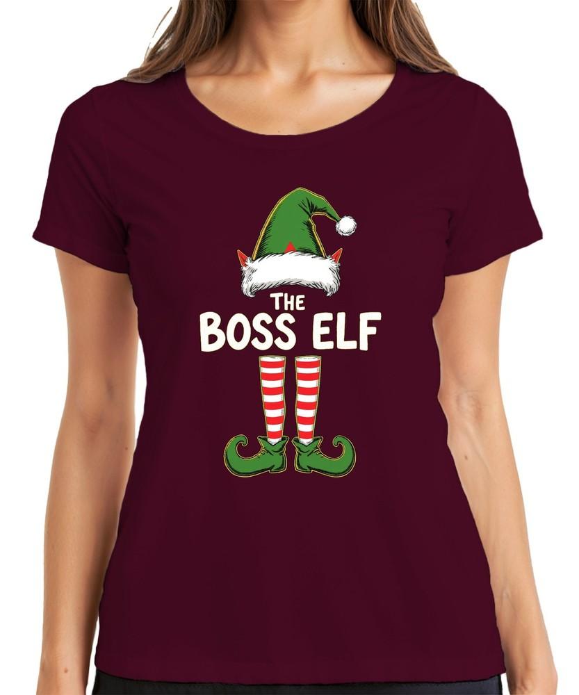 The Boss Elf Christmas Elf Santa Hat Elf Boots Humor Unisexs Tshirt